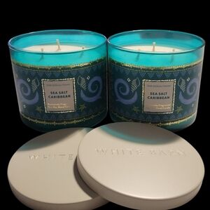 2pc White Barn Sea Salt Caribbean 3-Wick Candle - NEW!!